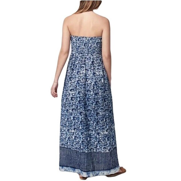 Faherty Women’s Blue Margarita Strapless 100% Linen Maxi Dress Size S Small - Picture 10 of 10